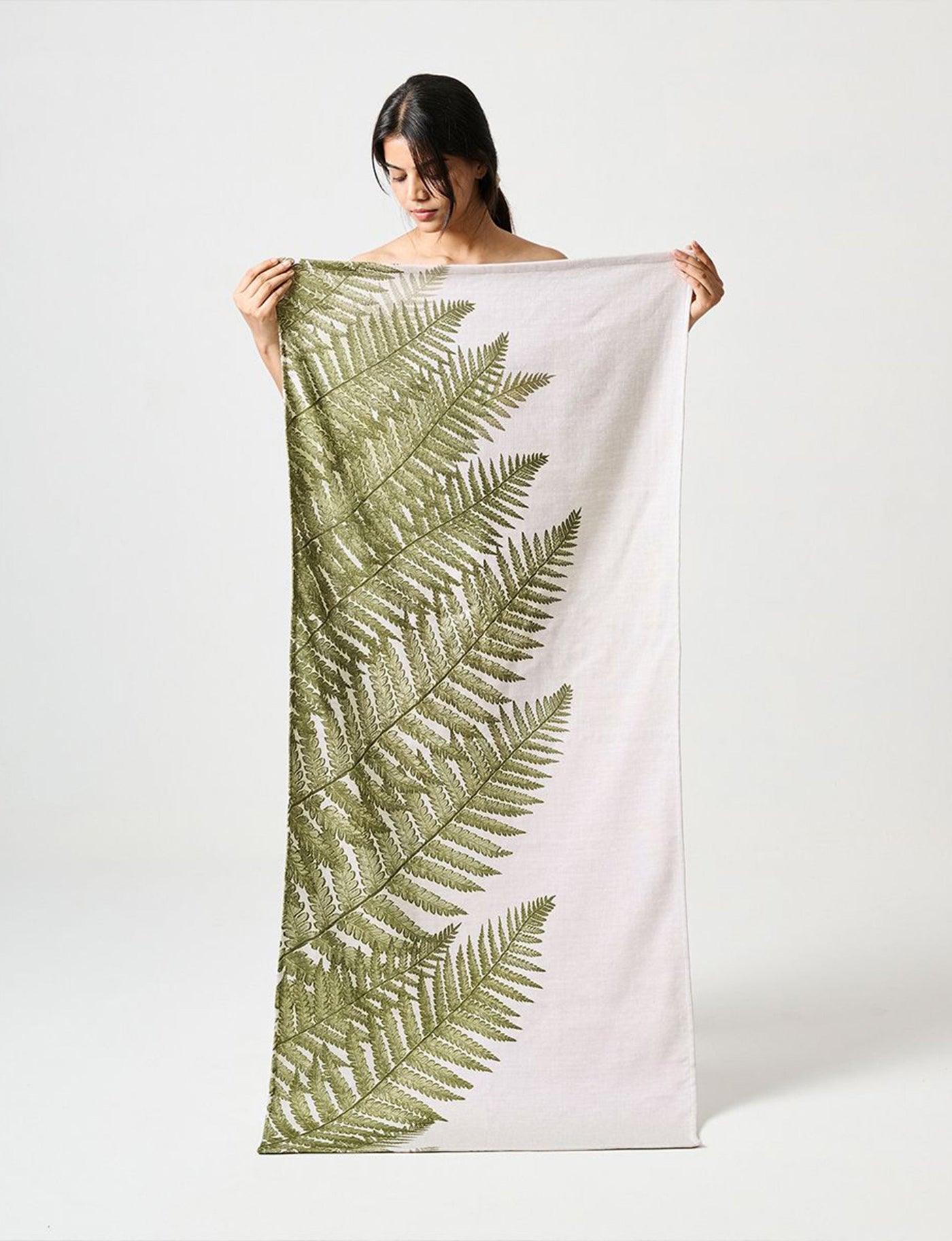 Fern PrintCotton Bamboo Hammam Terry Bath Towel