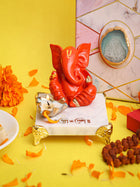 Ganesha With Marble Choki And Candles