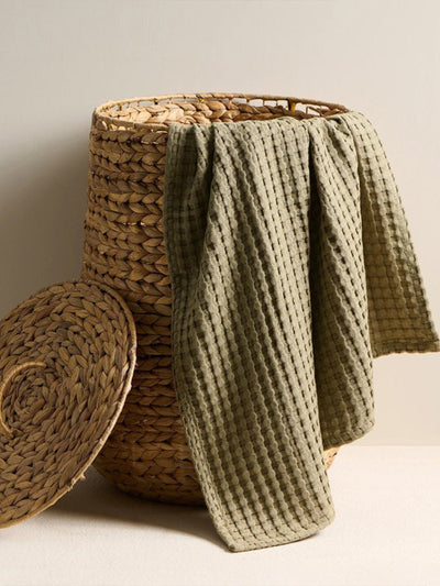 Beehive Cotton Bamboo Waffle XL Bath Towel Moss