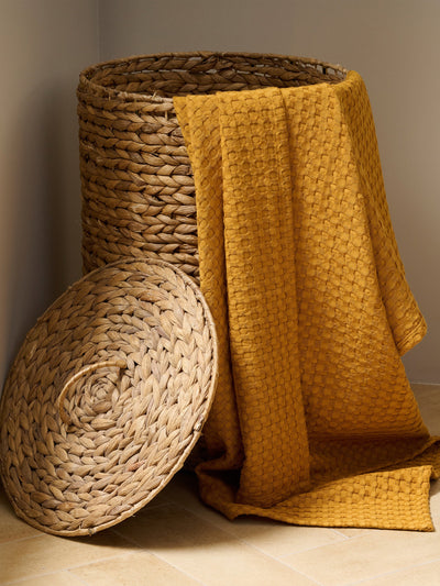 Honeycomb Cotton Bamboo Waffle XL Bath Towel Ochre