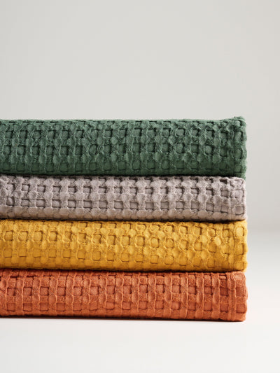 Honeycomb Cotton Bamboo Waffle XL Bath Towel Ochre