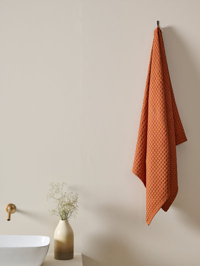 Honeycomb Cotton Bamboo Waffle XL Bath Towel Sienna