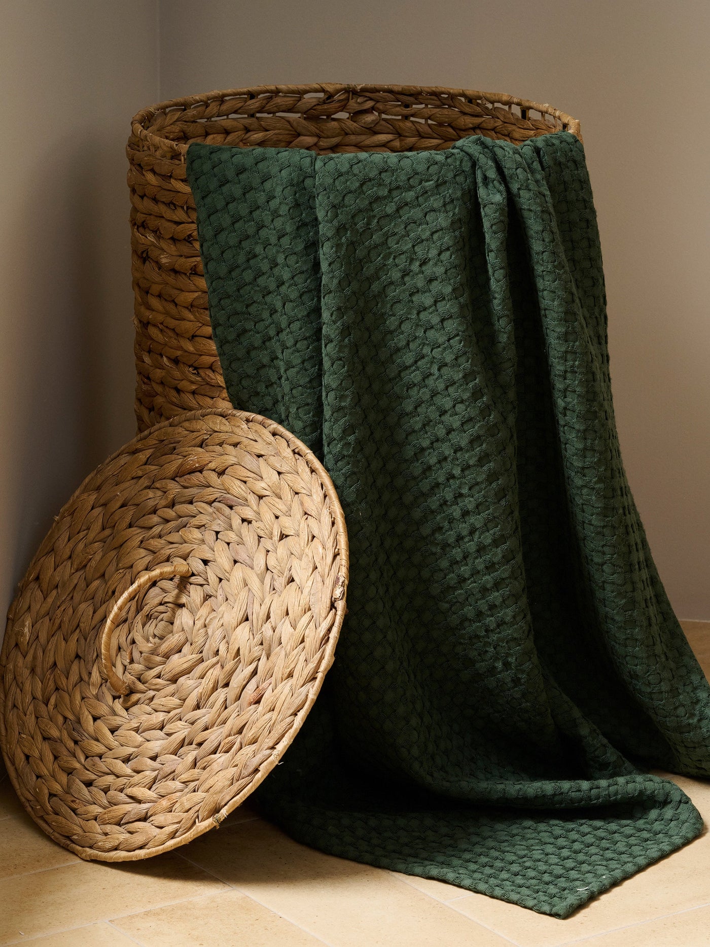 Honeycomb Cotton Bamboo Waffle XL Bath Towel Verde