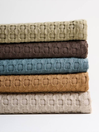 Beehive Cotton Bamboo Waffle Bath Towel Moss