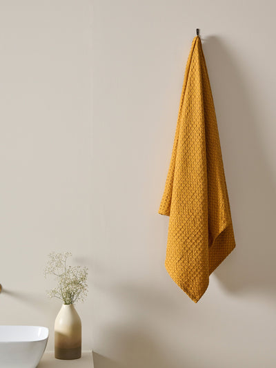 Honeycomb Cotton Bamboo Waffle Bath Towel 
 | Ochre