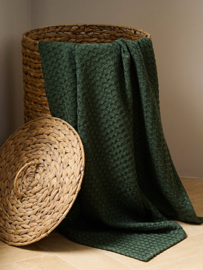 Honeycomb Cotton Bamboo Waffle Bath Towel 
 |Verde