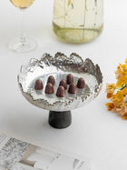 Decorative Silver Plated Bowl with Green Aventurine Base Home Decor Accent