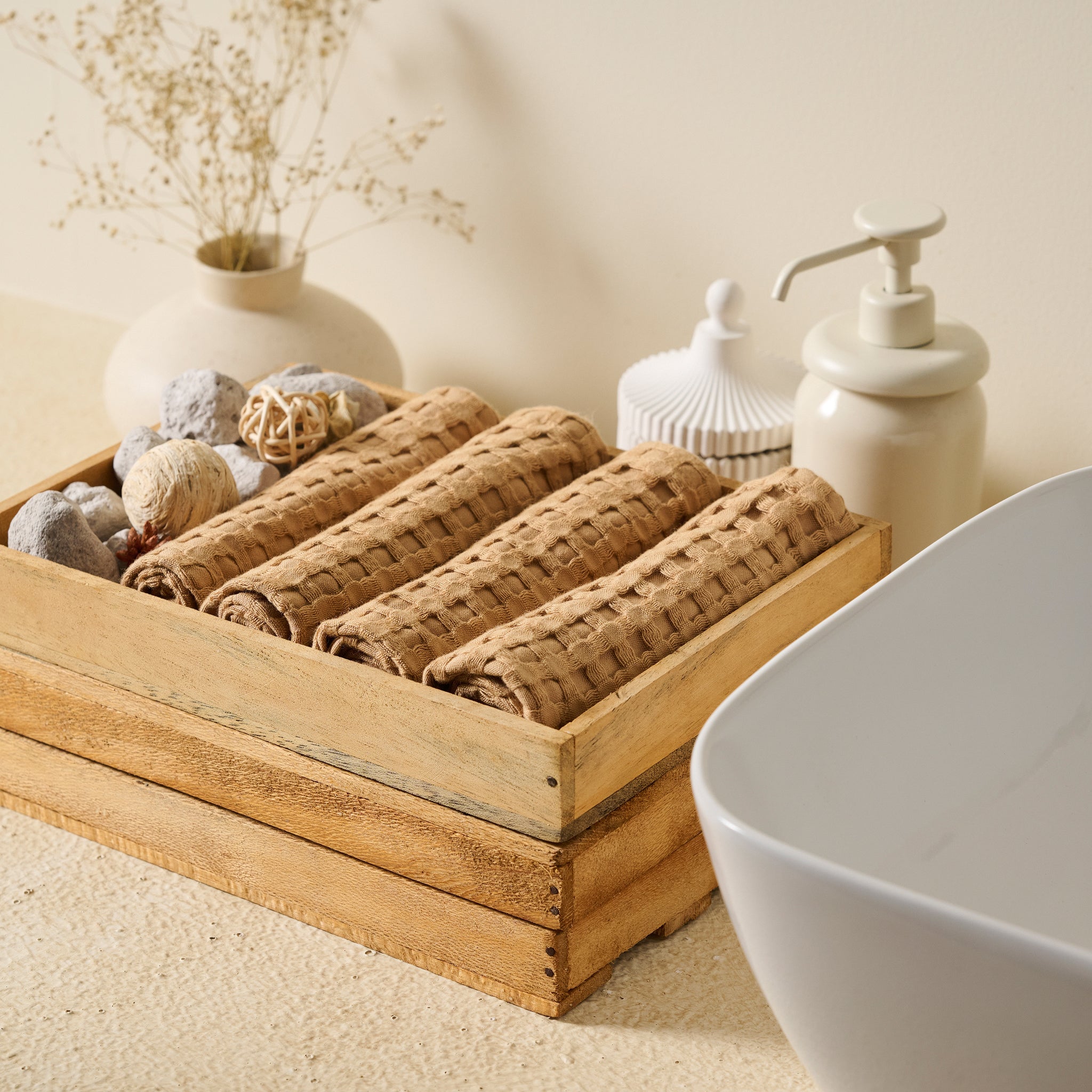 Gold | Cotton Bamboo | Waffle | Face Towel - Product Image 