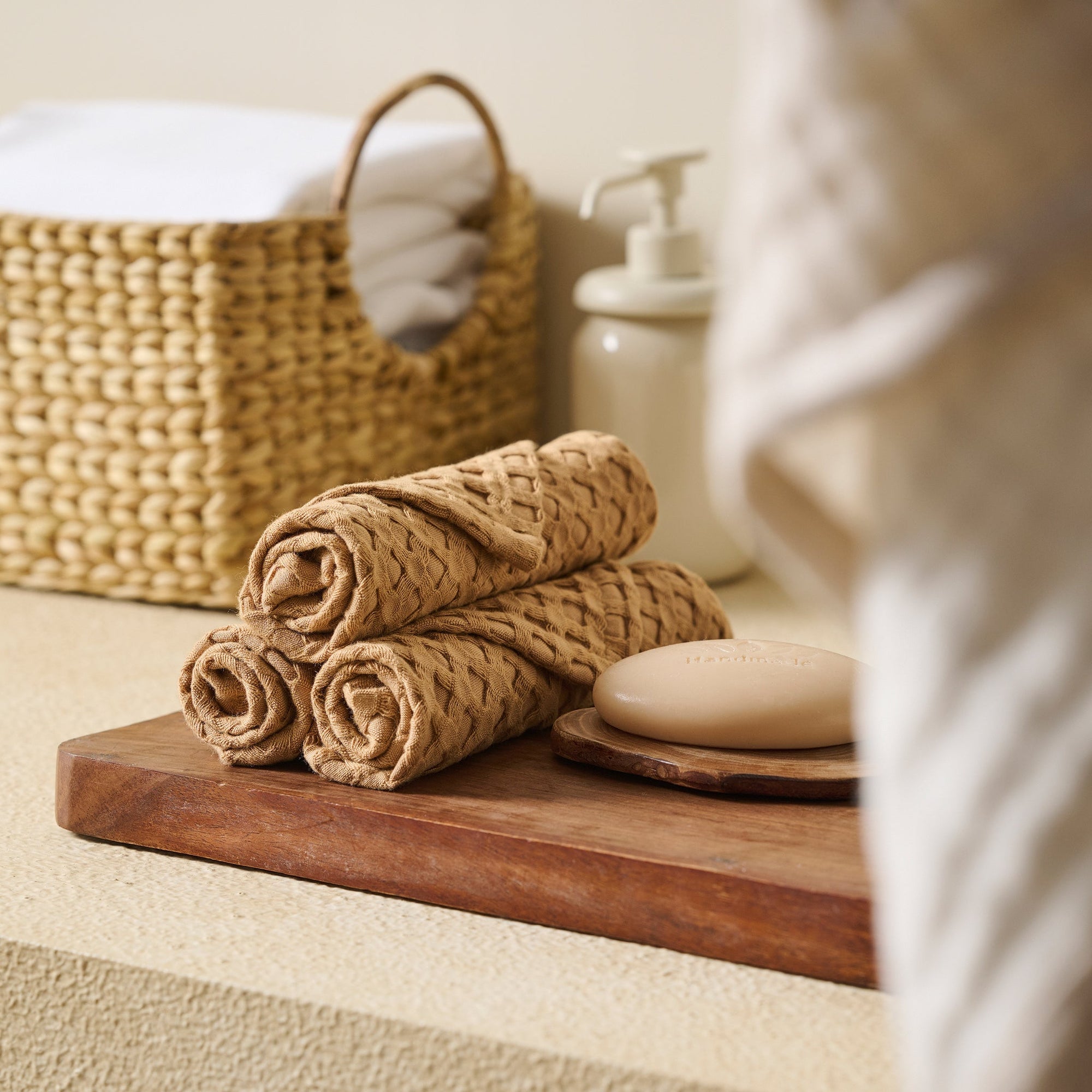 Gold | Cotton Bamboo | Waffle | Face Towel