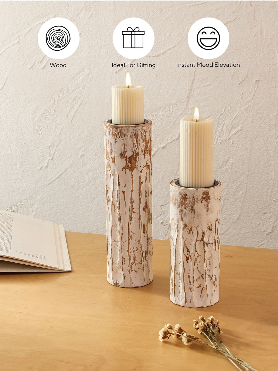 Saltoro Candle Stand & Akasam Runner Gift Box (Off White)