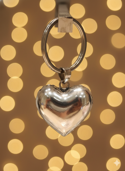 Heart Keyring with Custom Name Engraving in Pure Silver Plating