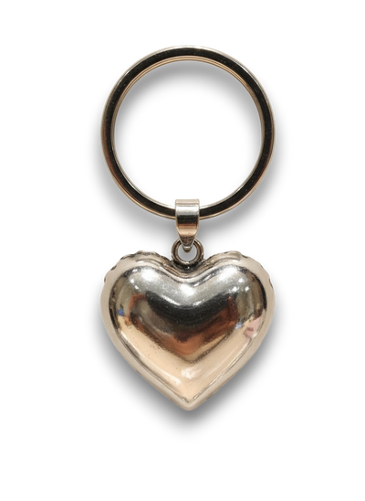Heart Keyring with Custom Name Engraving in Pure Silver Plating