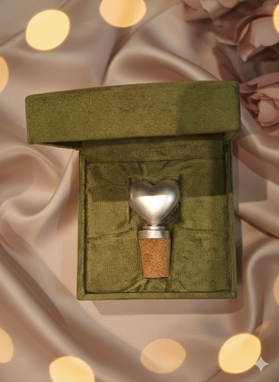 Luxury Heart-Shaped Bottle Stopper in Brass with Pure Silver Polish | Elegant Wine Stopper | Premium Gifting & Bar Accessory