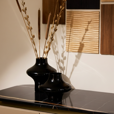 Orbit - Charcoal Black Glass Vase