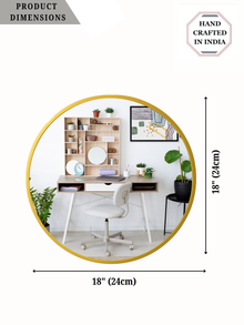 Gold Round Mirror in Steel Frame