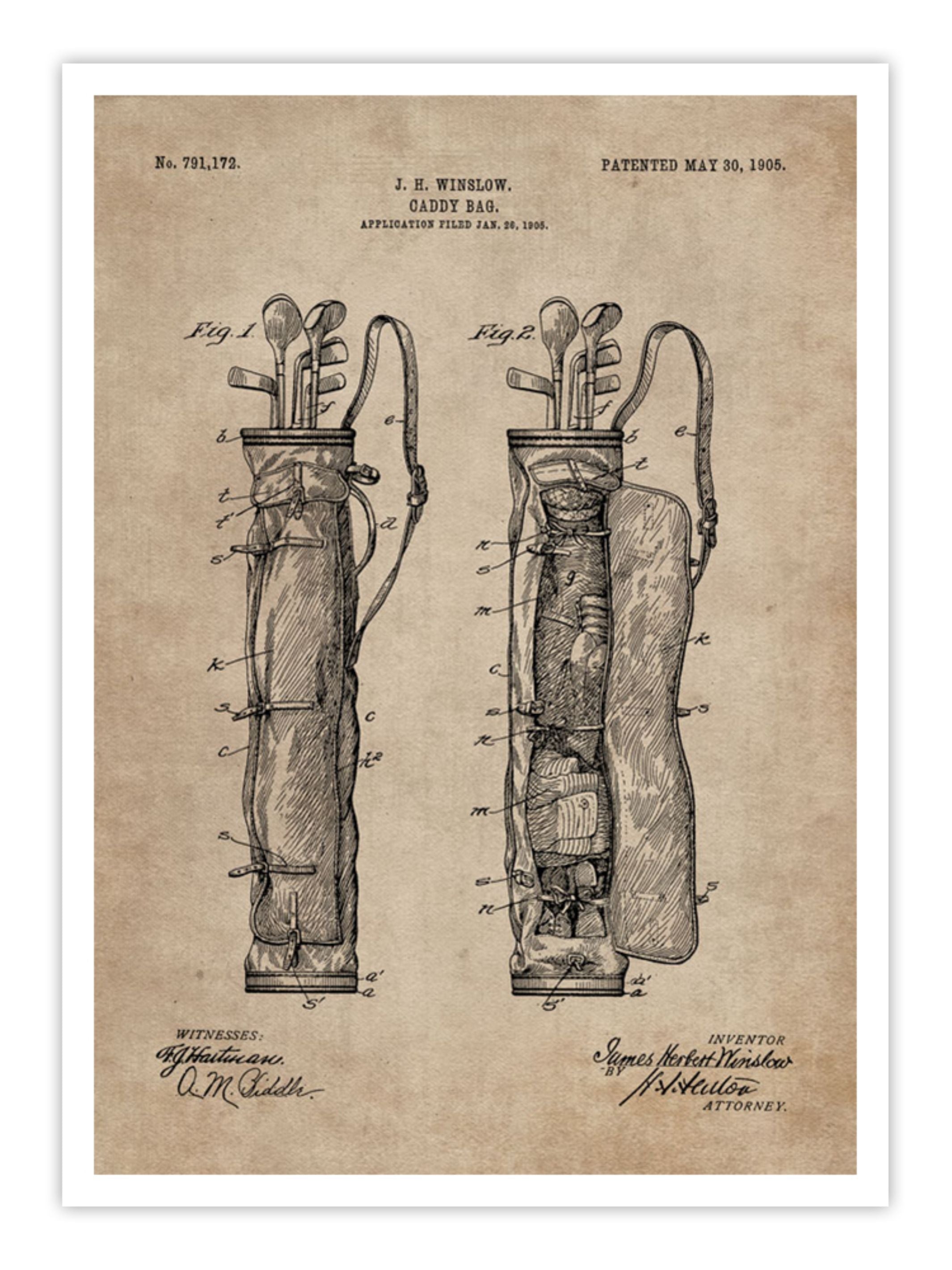 Wall Prints - Patent Document of a Caddy Bag