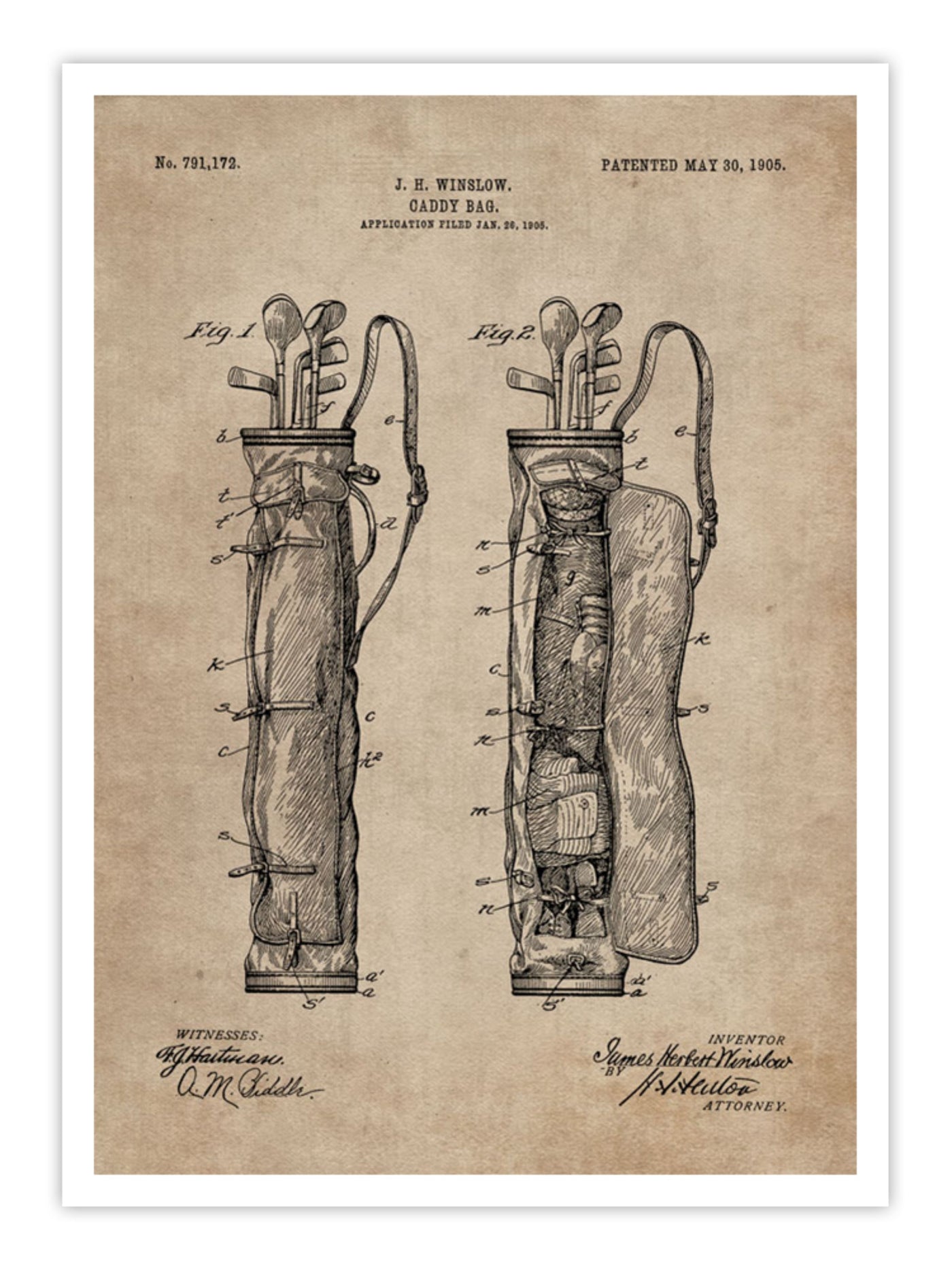 Patent Document of a Caddy Bag Wall Prints