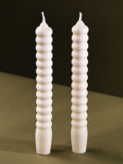 Grooved Pillar Candles - Set of 2