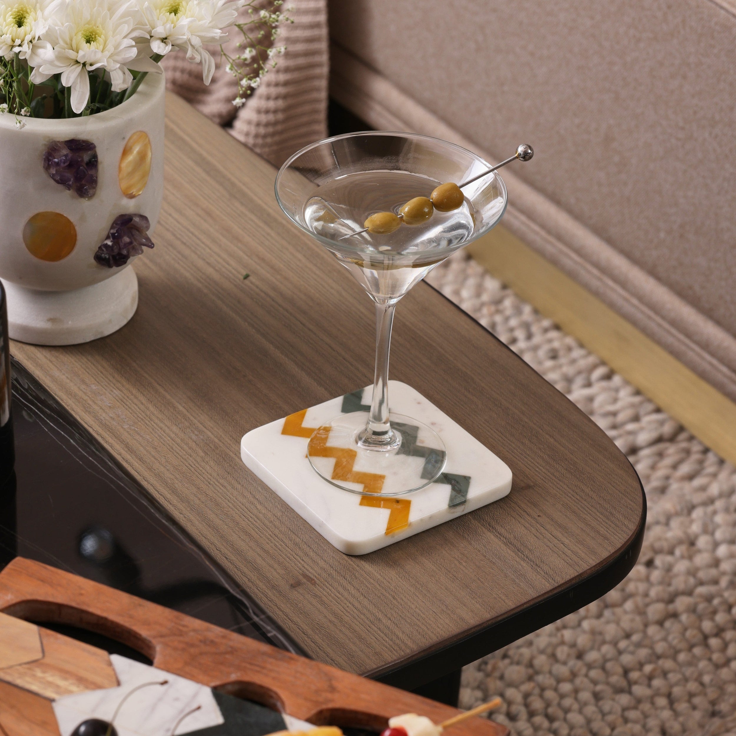 ANNA SPRITZ - IVORY MUTI MARBLE COASTER