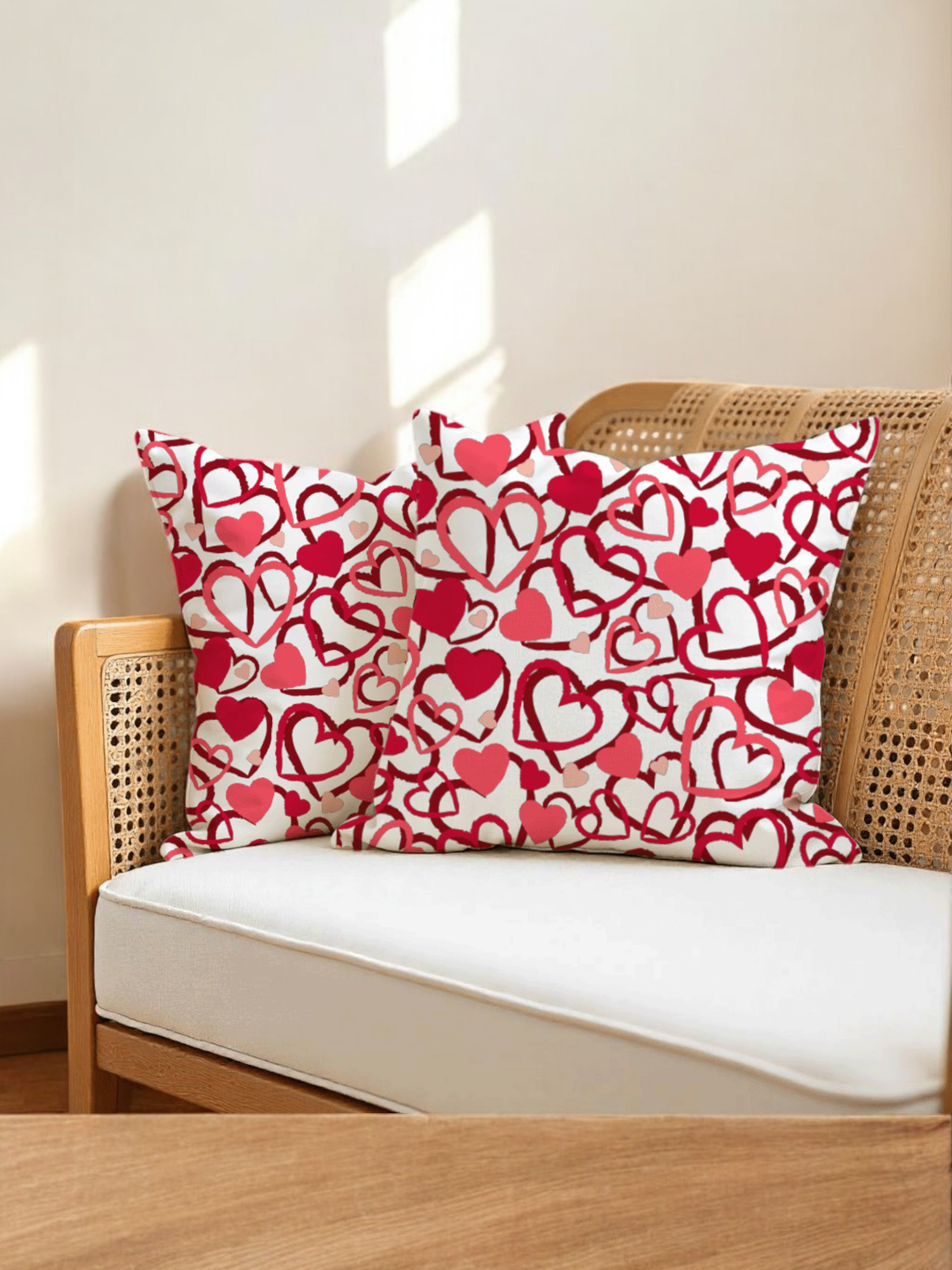 Heart Doodle Cushion Cover for Valentine - Velvet - 16x16in