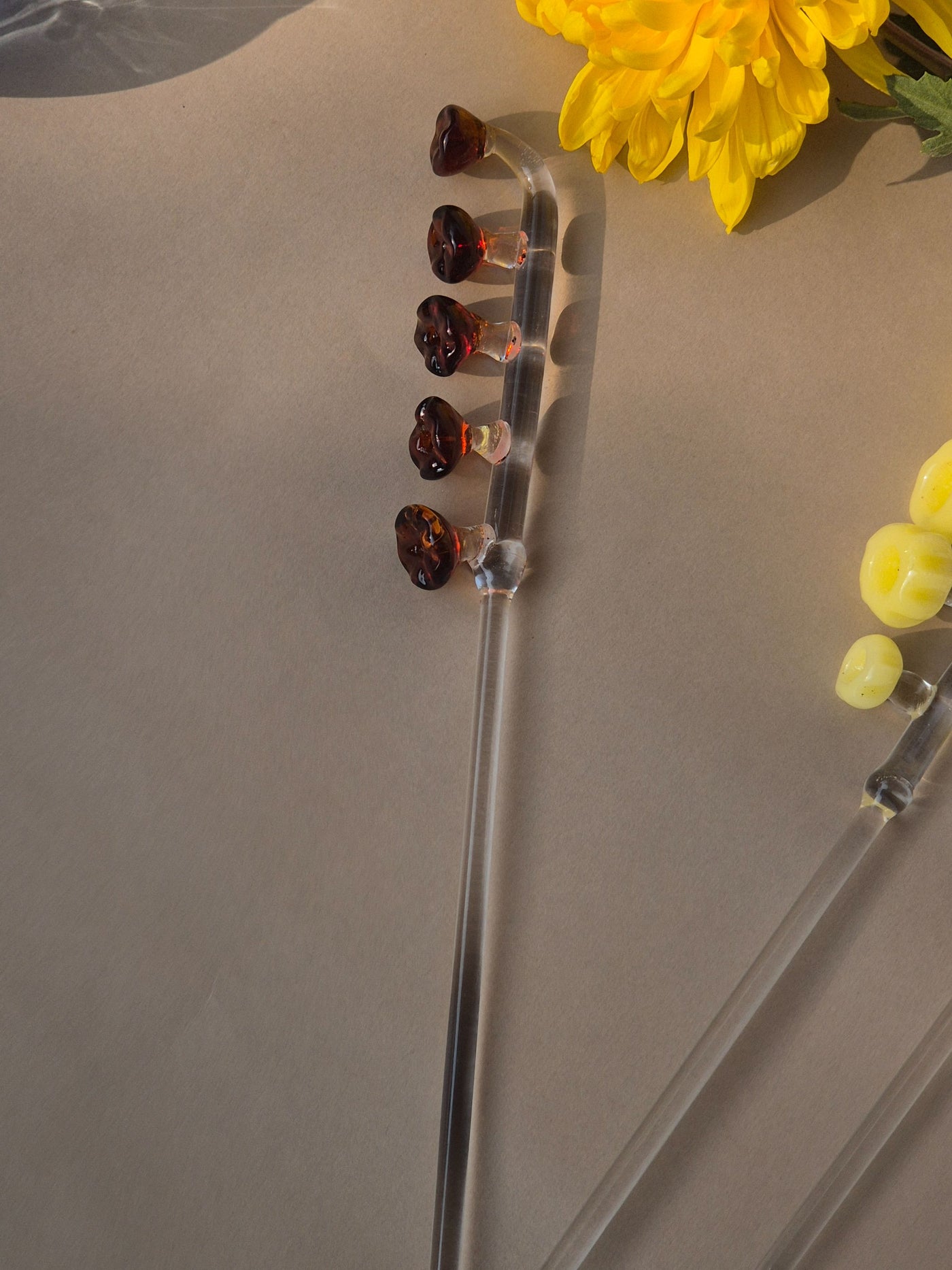 Handblown Glass Stirrers- Flower Buds