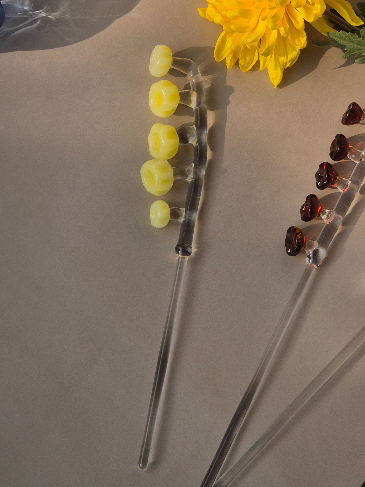 Handblown Glass Stirrers- Flower Buds