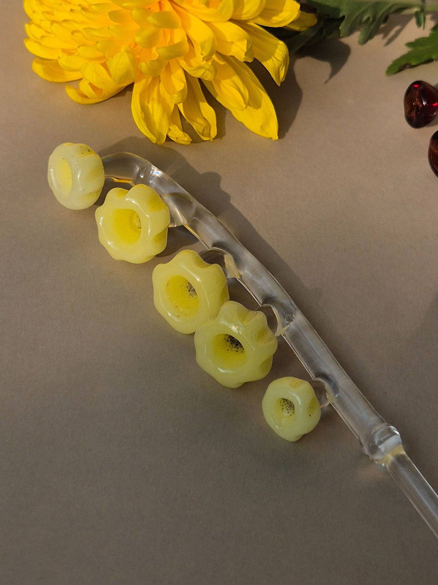 Handblown Glass Stirrers- Flower Buds