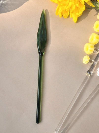 Handblown Glass Stirrers- Leaf