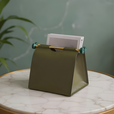 Harbor Magazine Holder genuine leather harbour design magazine rack India - The Mage Home