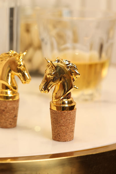 Horse Head Wine Bottle Stopper in Gold Plating