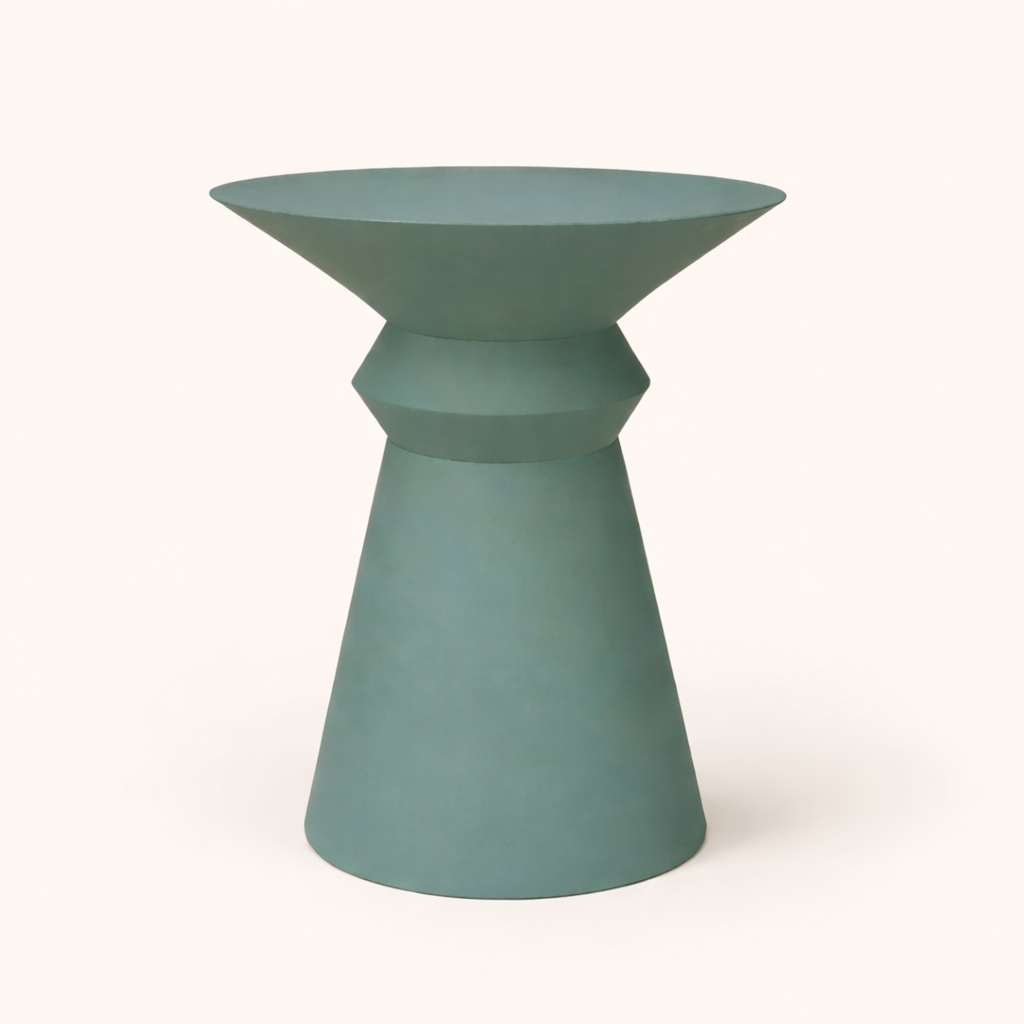 Eucalyptus Form Iron Accent Side Table – Modern Round Pedestal Table