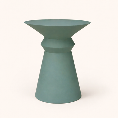 Eucalyptus Form Iron Accent Side Table – Modern Round Pedestal Table