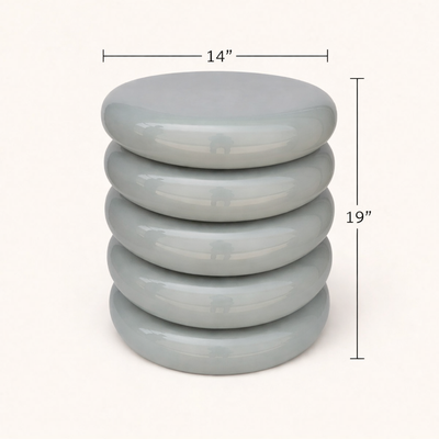 Luna Sage Mist Gloss Iron Pedestal Side Table