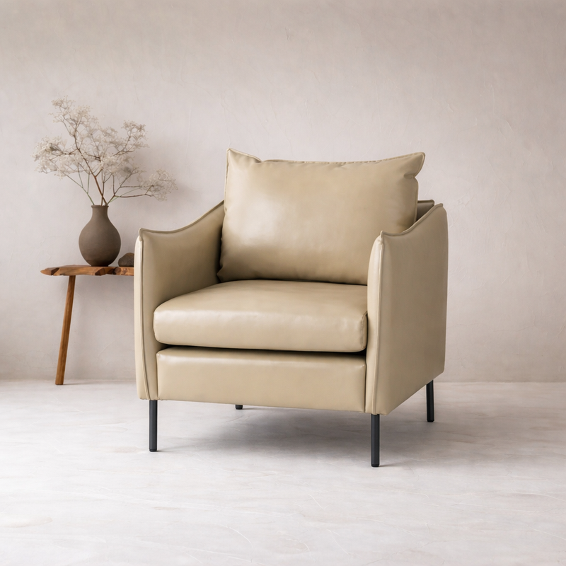 Lucas Accent Chair Beige | Mid Century Accent Chair Light Beige