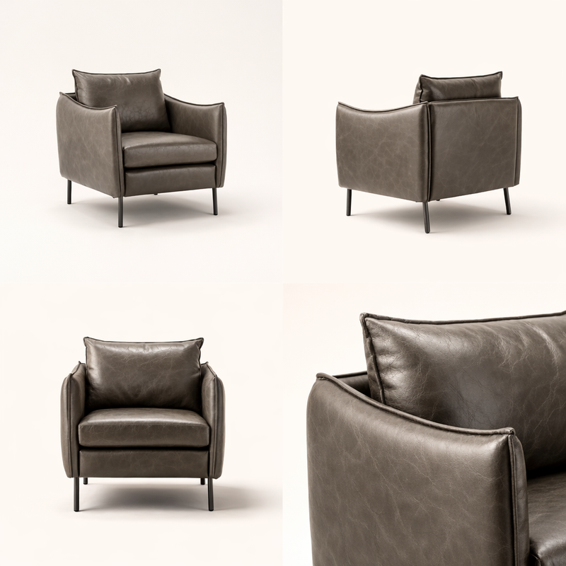 Lucas Accent Chair Grey | Mid Century Accent Chair Smoke Grey