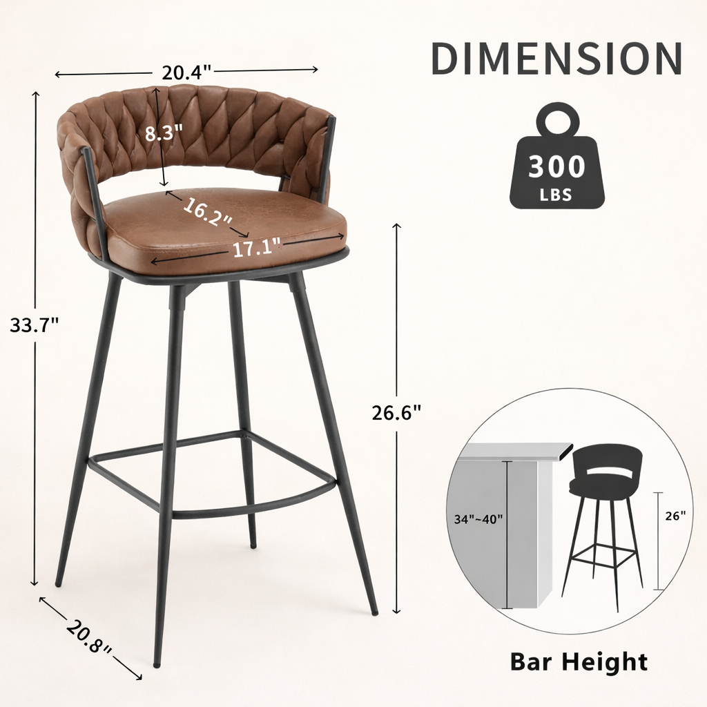 Presley Bar Stool - Brown