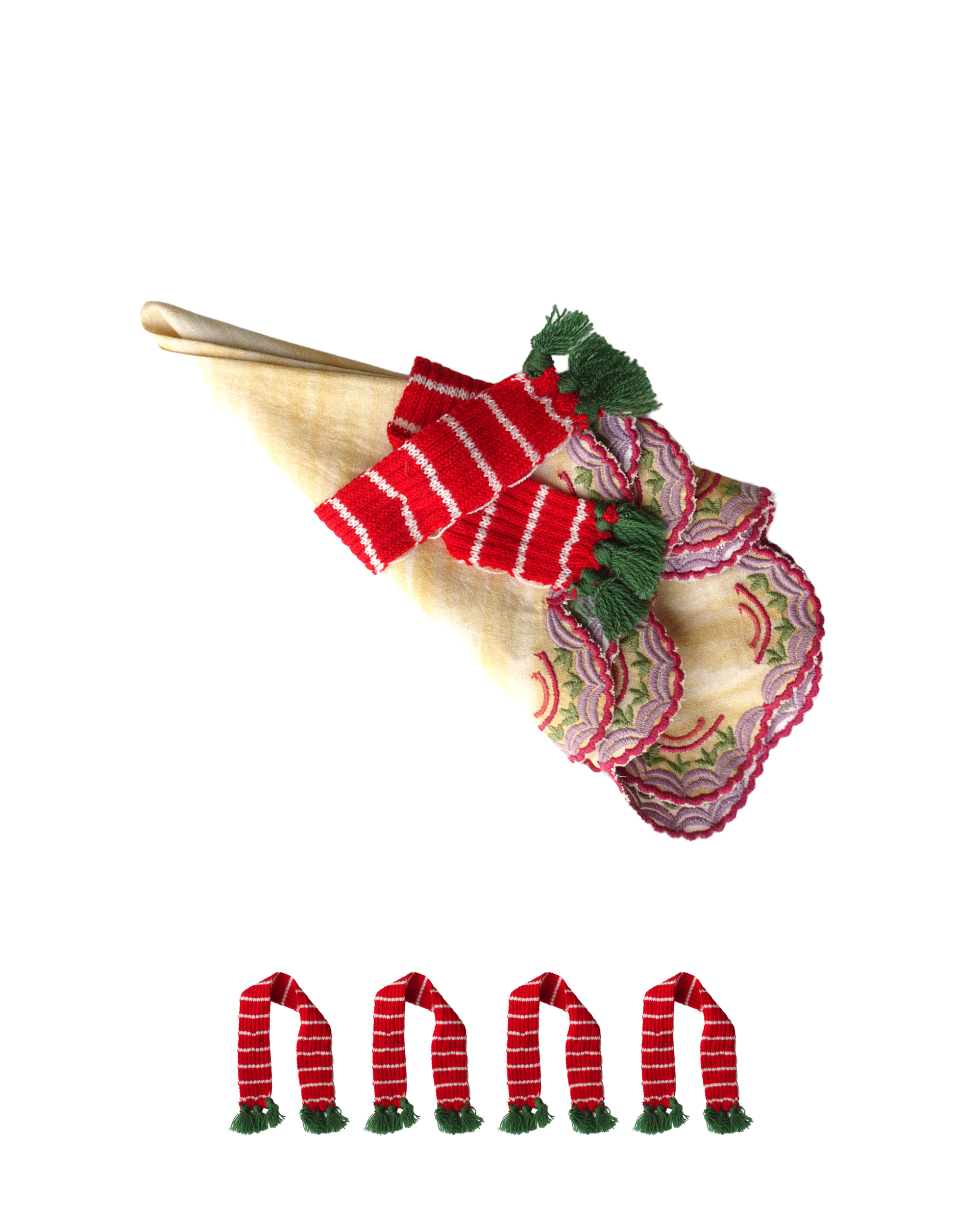 Christmas Red Woven Napkin Ring - Set of 4