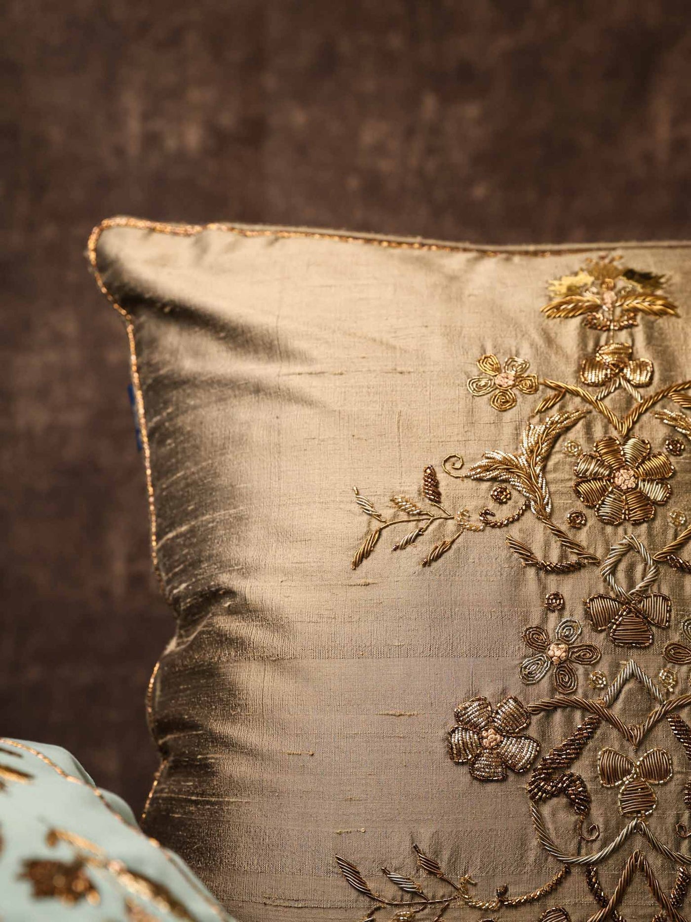 Cushion Cover - Qadir Gold Embroidered