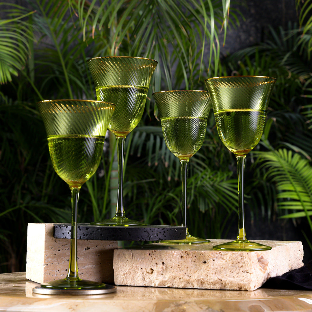 Shade Set Of 4 Wine Glasses Green Hues