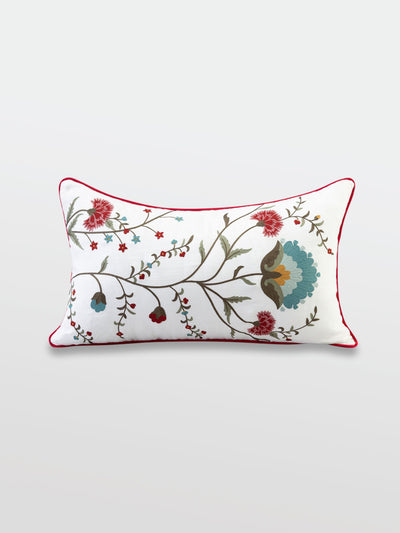 Cushion Cover - Ziya White Lumbar Embroidered