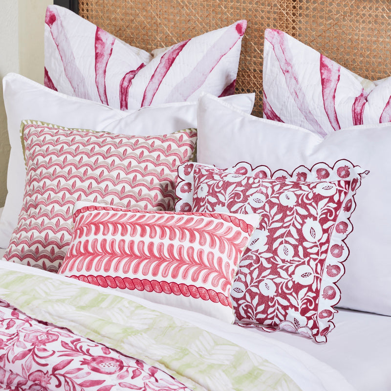 Ayna Linear Leaf Red Cushion Cover