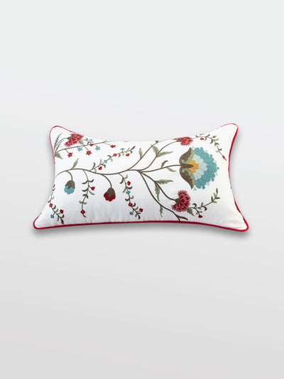 Cushion Cover - Ziya White Lumbar Embroidered