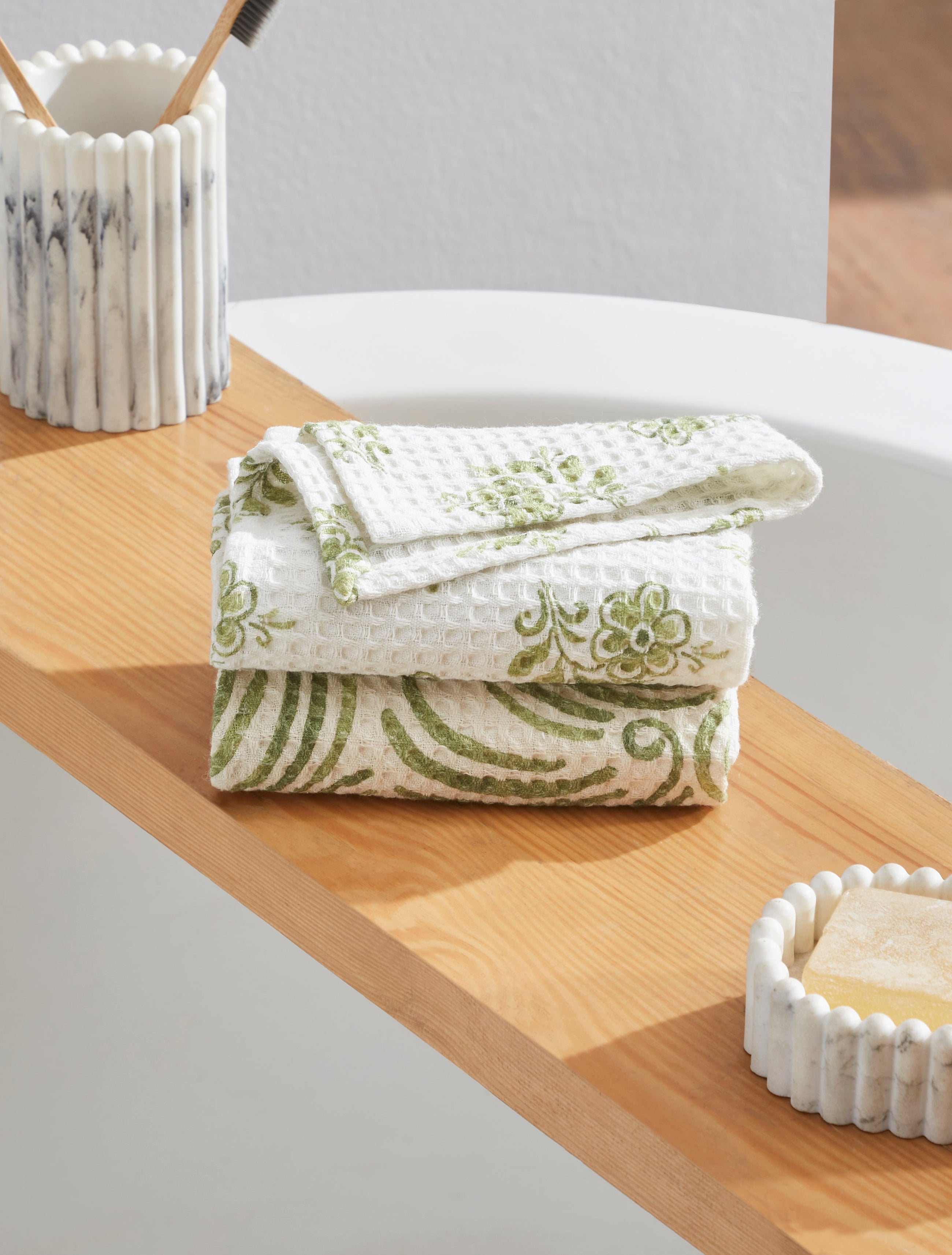 Ayna Green Face Towel | Set Of 2 - Product Image 