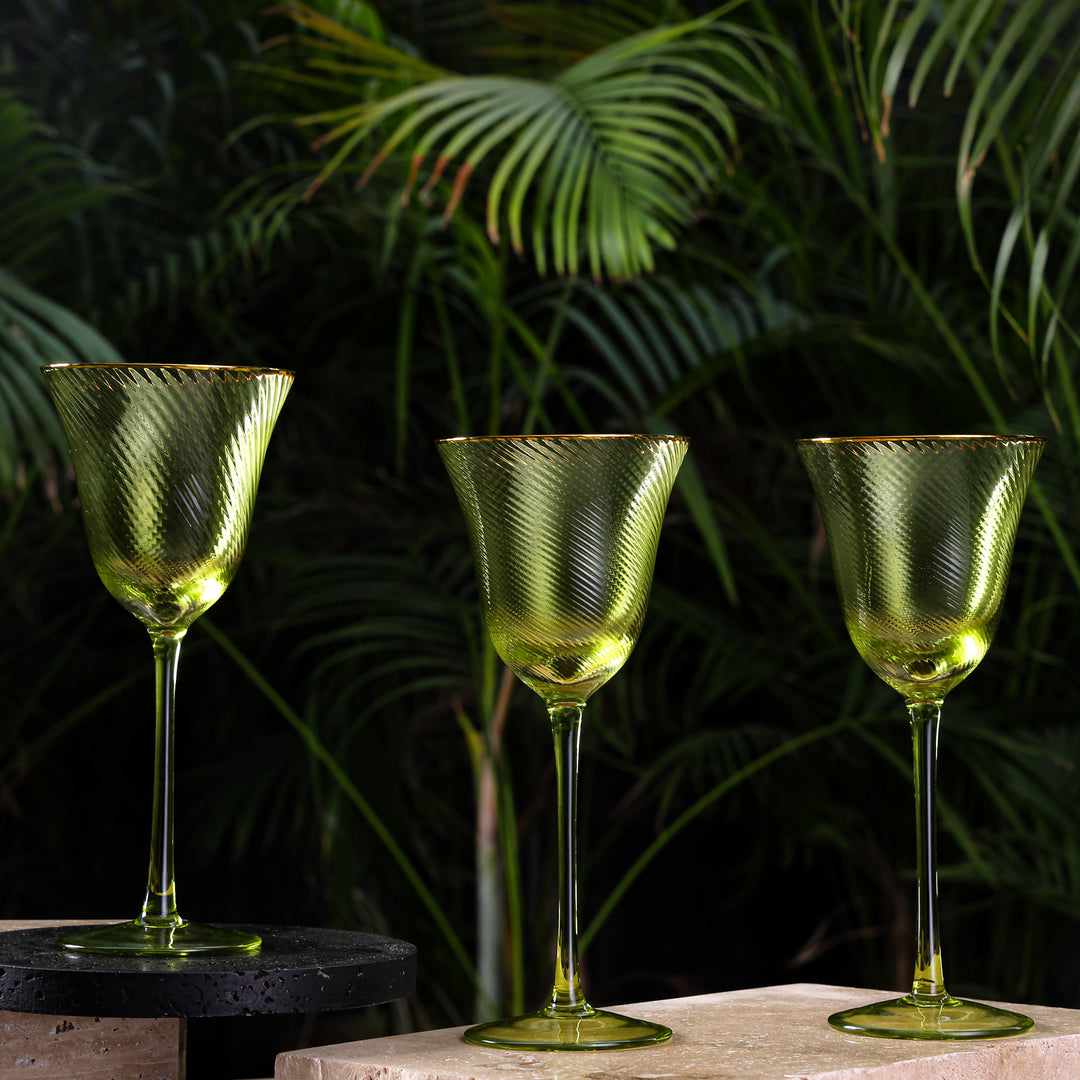 Shade Set Of 4 Wine Glasses Green Hues