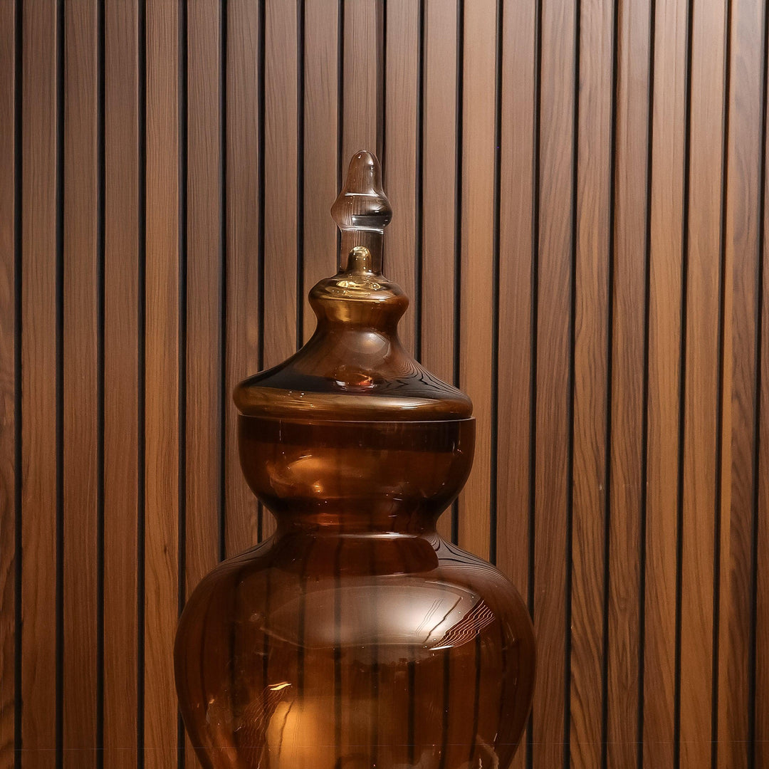 Azzura Brown Vase With Lid - Short
