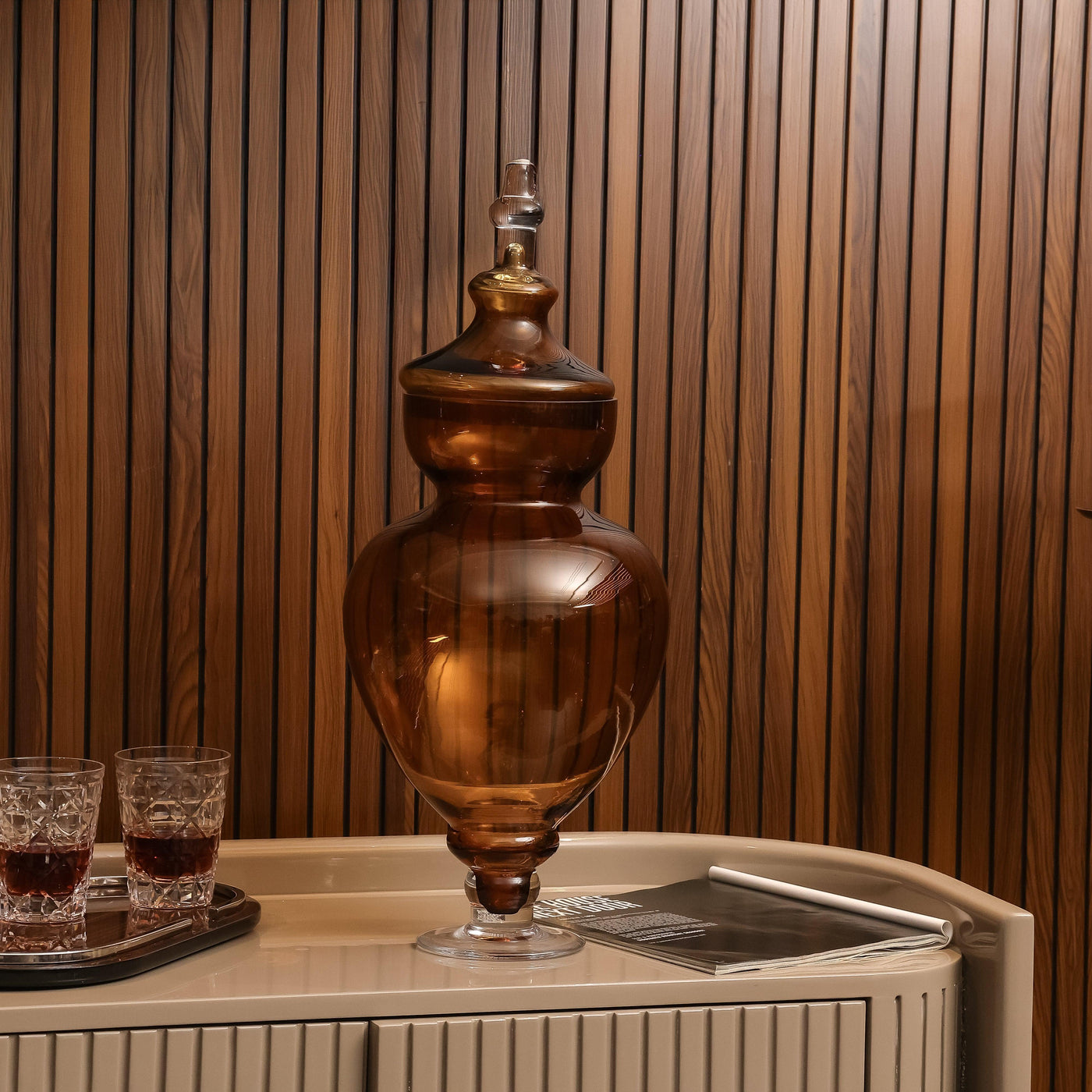 Azzura Brown Vase With Lid - Tall