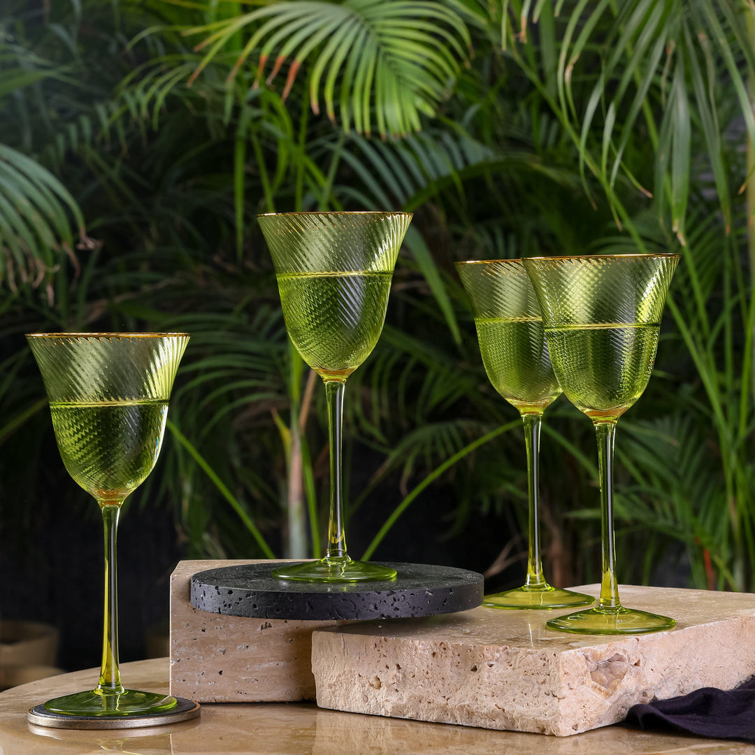 Shade Set Of 4 Wine Glasses Green Hues