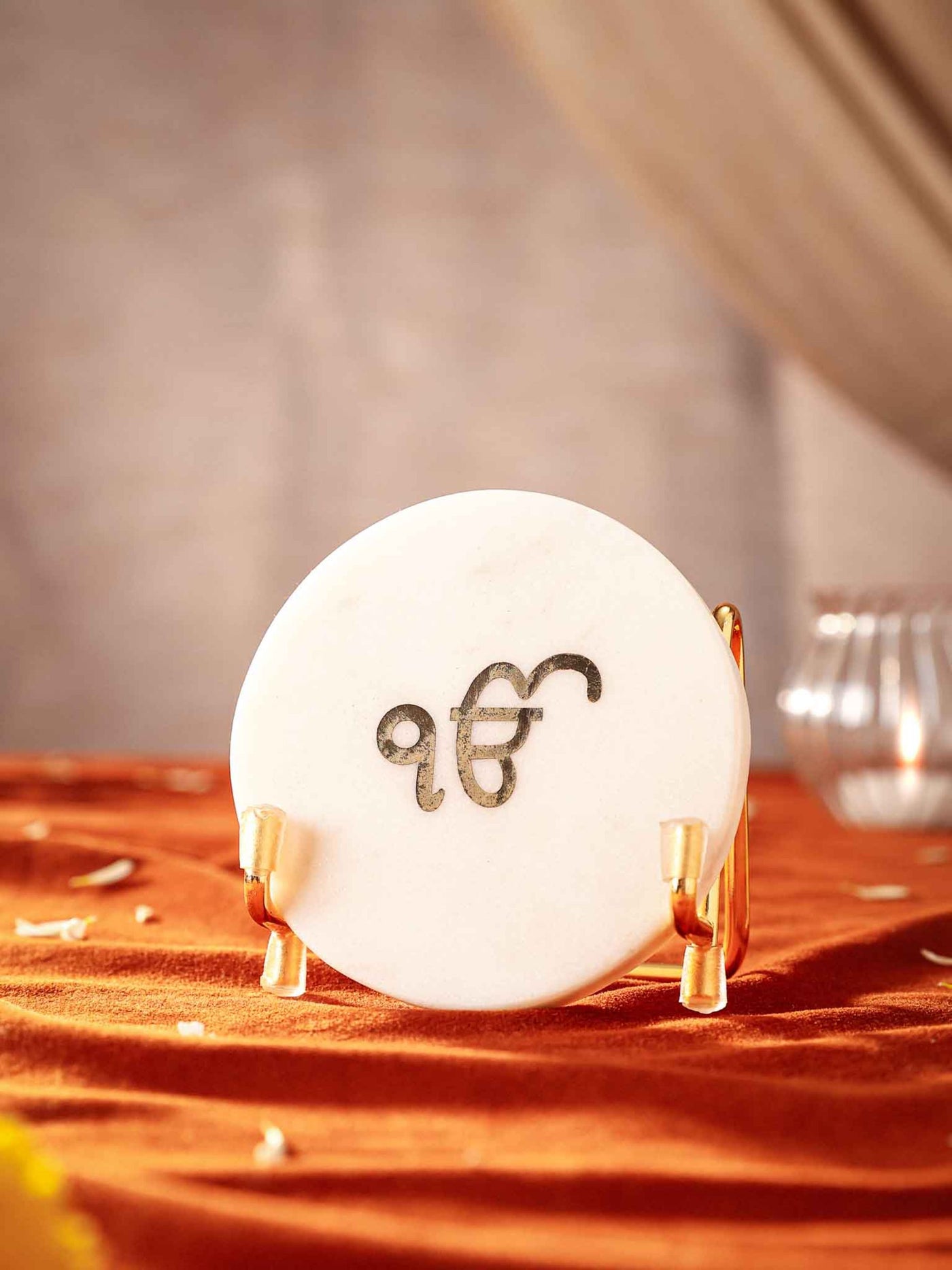 Ik Onkar with Marble - Metal Holder