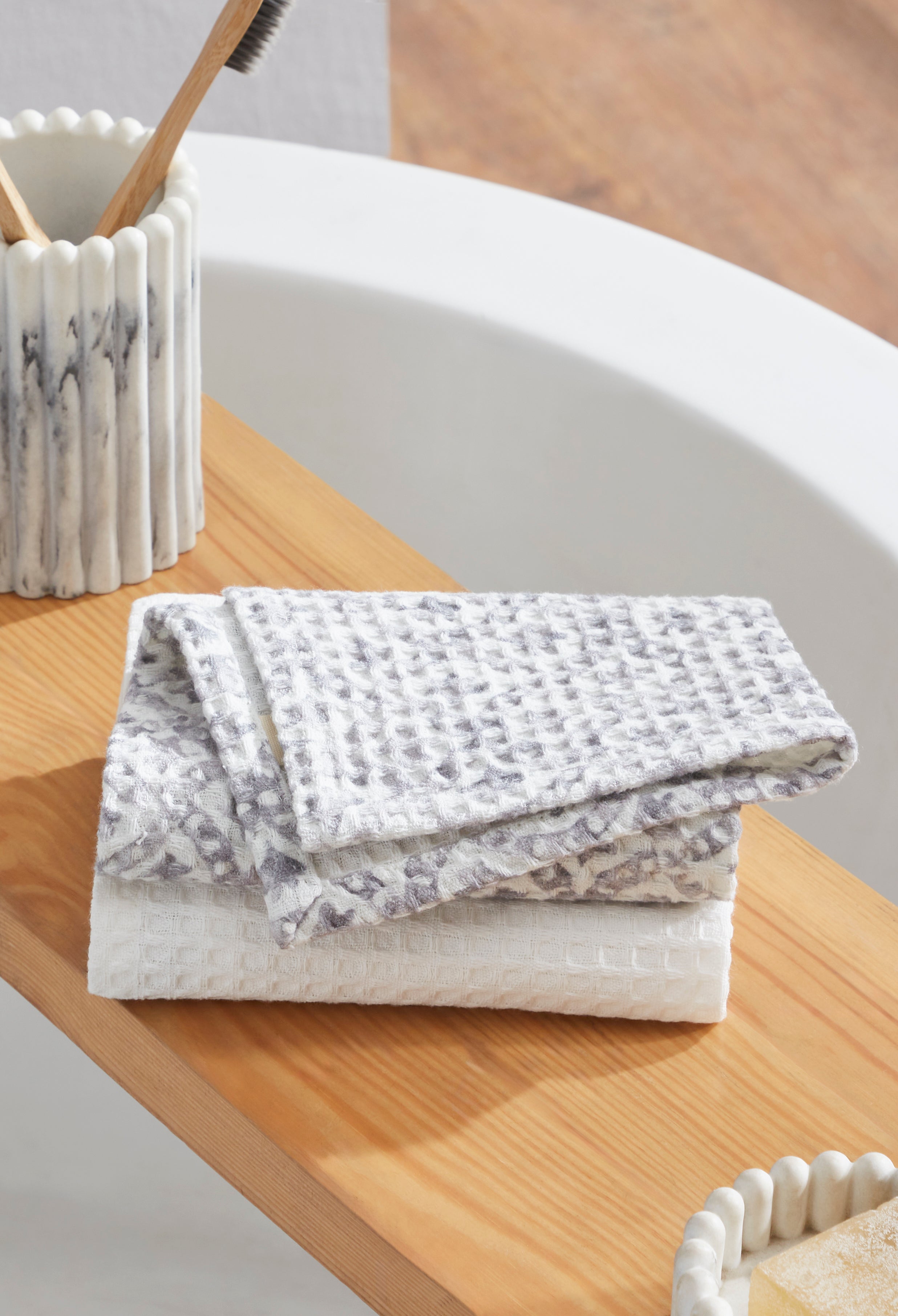 Tessellate Grey Face Towel | Set Of 2 - Product Image 
