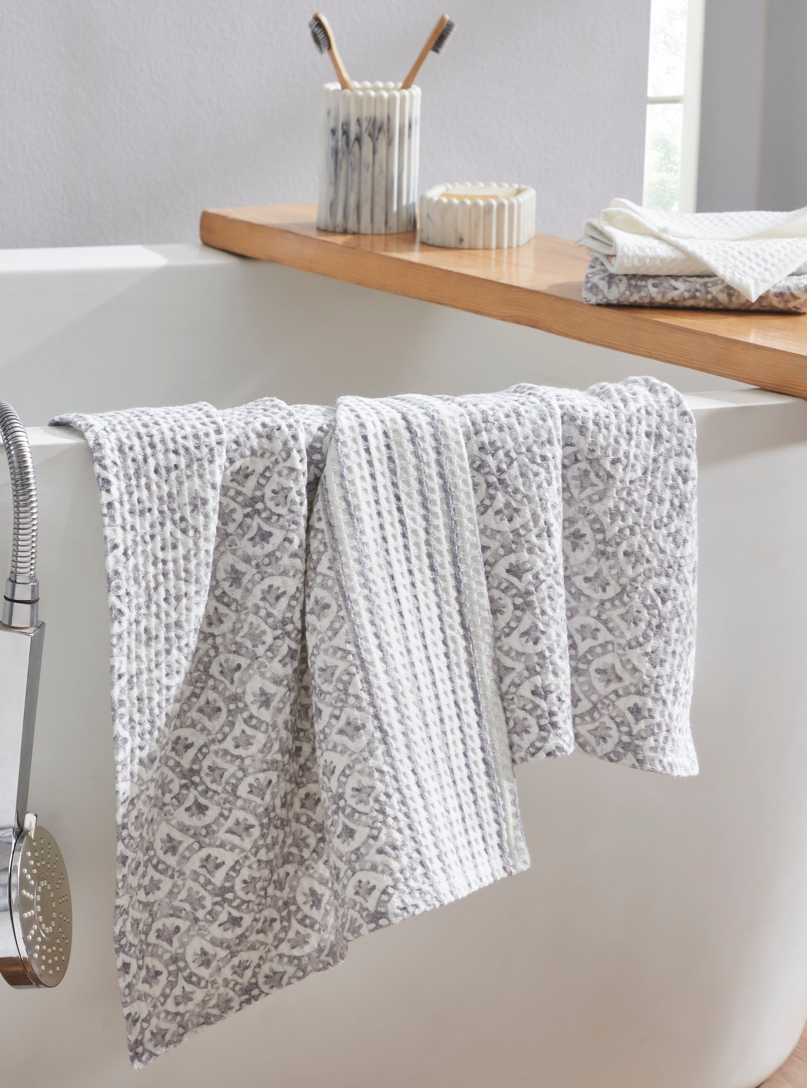 Tessellate Grey Hand Towel | Set Of 2 - Product Image 